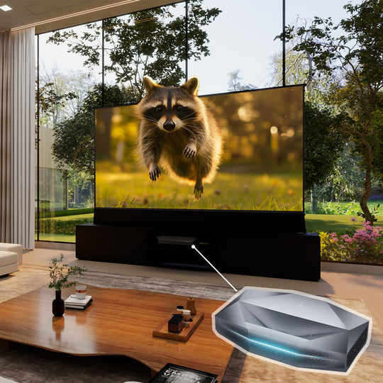 VIVIDSTORM Bundle Projector&Screen&VIVIDSTORM Motorised Laser TV Cabinet Vienna