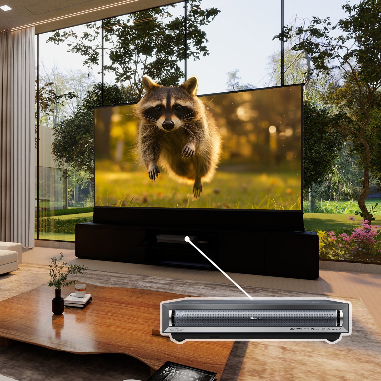 VIVIDSTORM Bundle-Projector&Screen&2025 New VIVIDSTORM Motorised Laser TV Cabinet Vienna