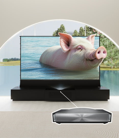 VIVIDSTORM Bundle Projector&Screen&VIVIDSTORM Motorised Laser TV Cabinet Barcelona Mark III