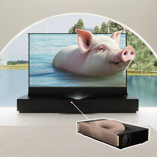 VIVIDSTORM Bundle-Projector&Screen&2025 New VIVIDSTORM Motorised Laser TV Cabinet Barcelona Mark III