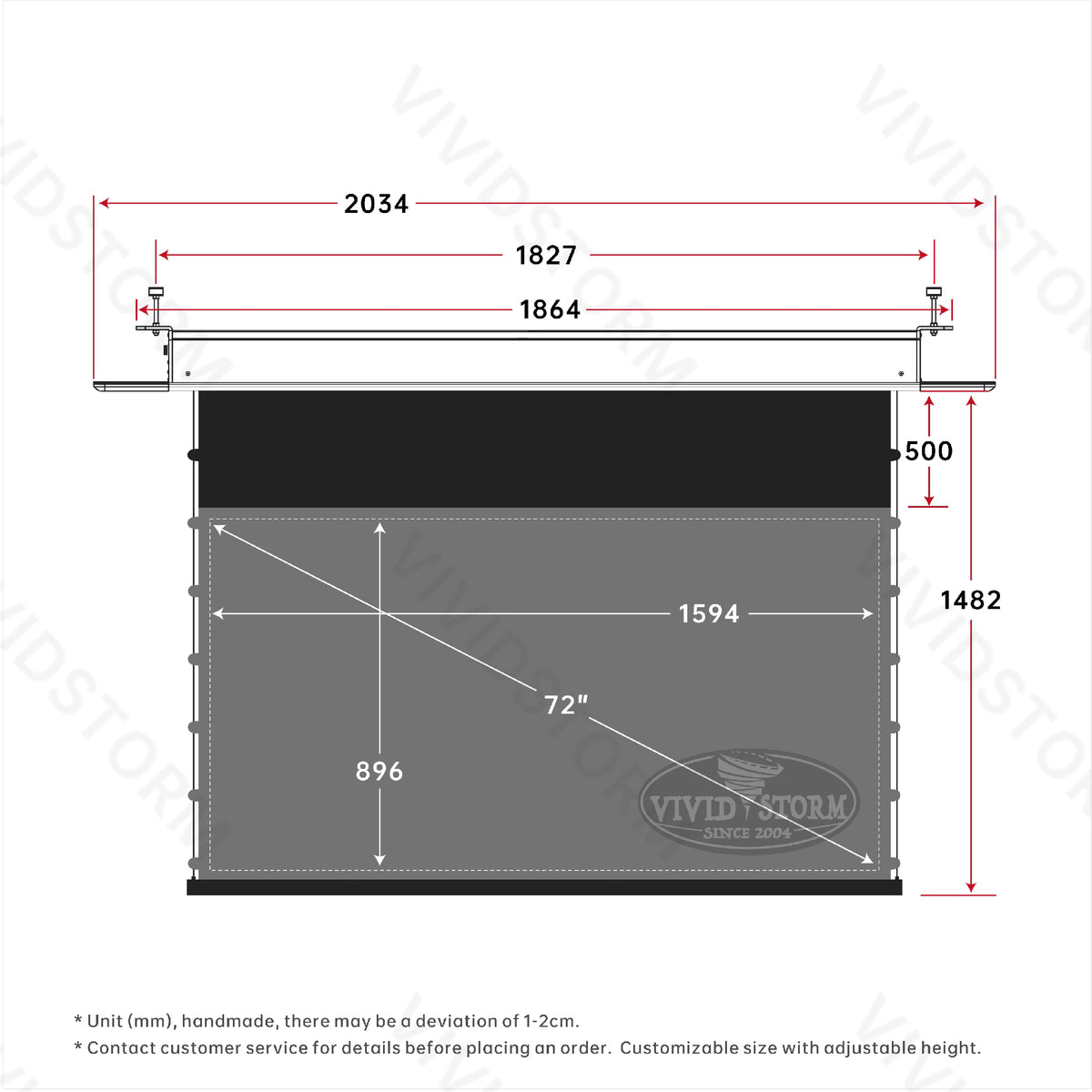 VIVIDSTORM PHANTOM Recessed In-Ceiling Motorized Tension UST ALR Projector screen