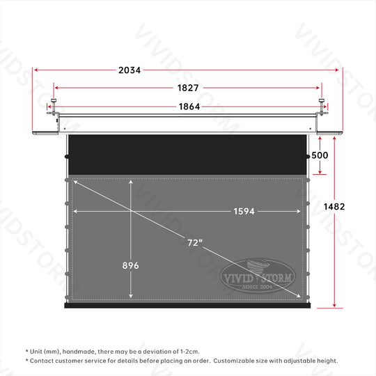 Écran de projection motorisé à tension UST ALR VIVIDSTORM PHANTOM encastré au plafond 