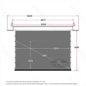 Écran de projection motorisé à longue portée VIVIDSTORM PHANTOM, encastrable au plafond, tension Obsidian ALR 