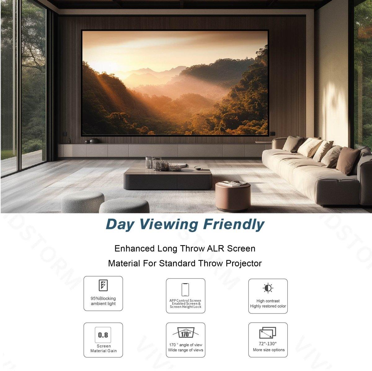 VIVIDSTORM Fusion ALR Fixed Frame Enhanced Long Throw ALR Projector Screen - VIVIDSTORM