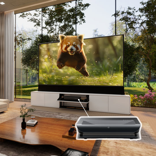 VIVIDSTORM Bundle Projector&Screen&VIVIDSTORM Motorised Laser TV Cabinet Vienna