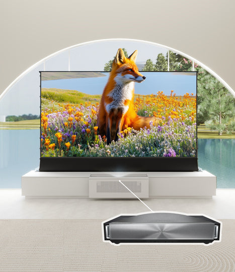 VIVIDSTORM Bundle Projector&Screen&VIVIDSTORM Motorised Laser TV Cabinet Barcelona Mark III
