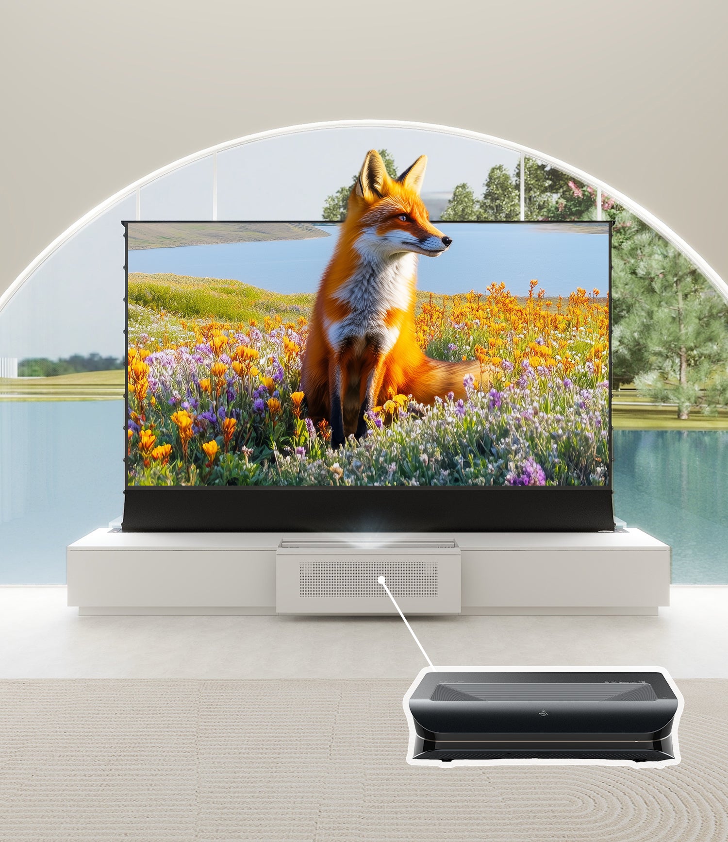 VIVIDSTORM Bundle-Projector&Screen&2025 New VIVIDSTORM Motorised Laser TV Cabinet Barcelona Mark III