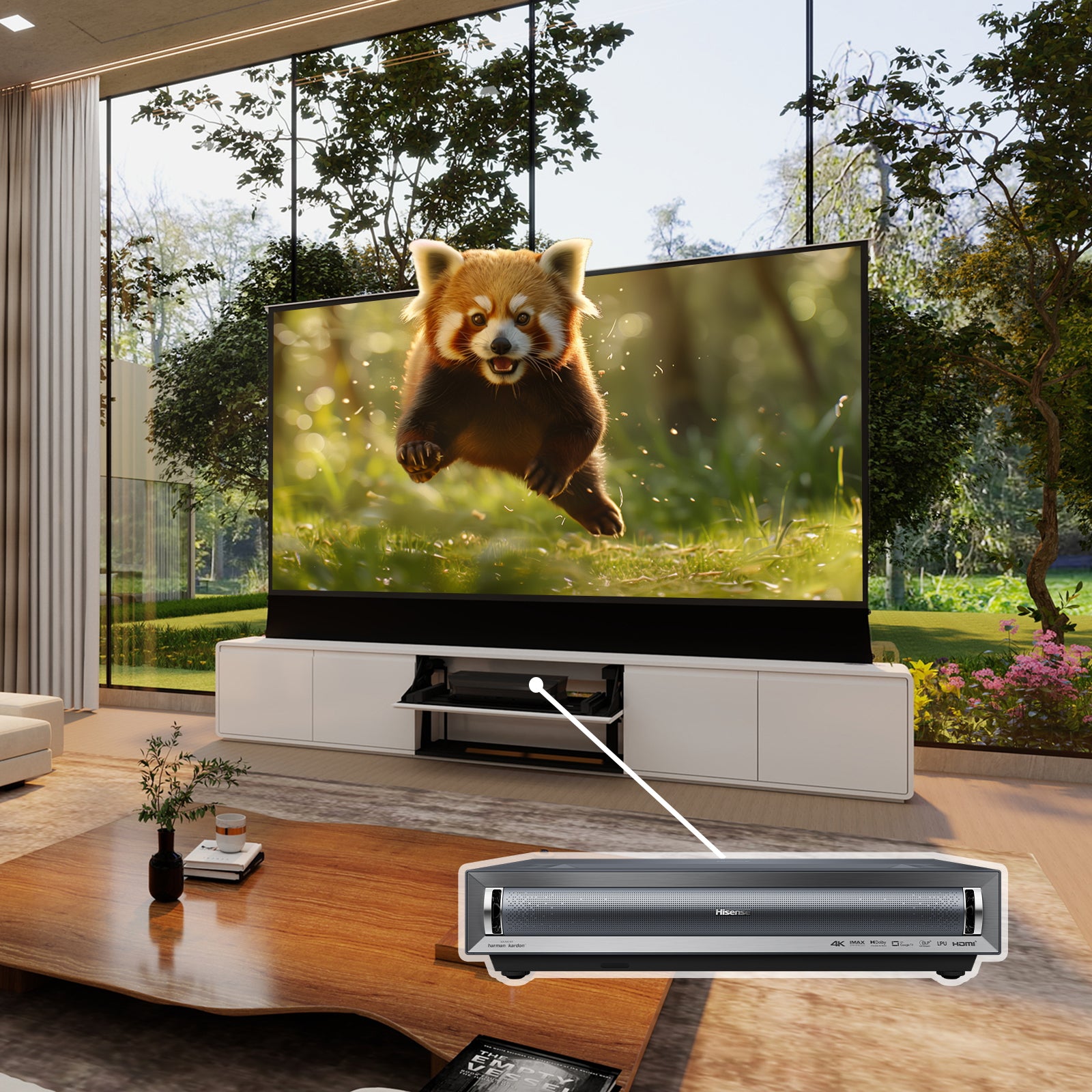 VIVIDSTORM Bundle-Projector&Screen&2025 New VIVIDSTORM Motorised Laser TV Cabinet Vienna