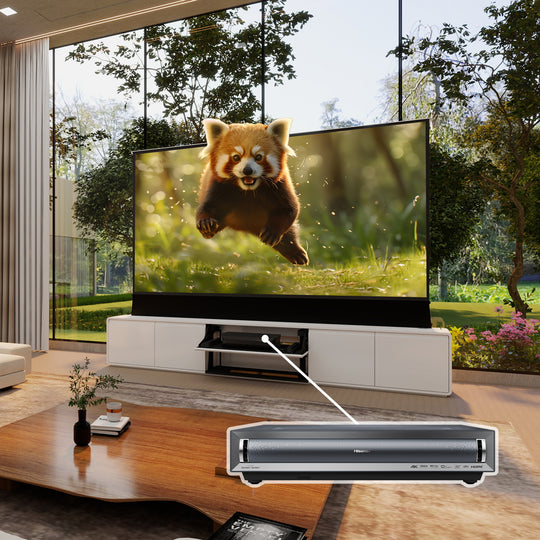 VIVIDSTORM Bundle Projector&Screen&VIVIDSTORM Motorised Laser TV Cabinet Vienna