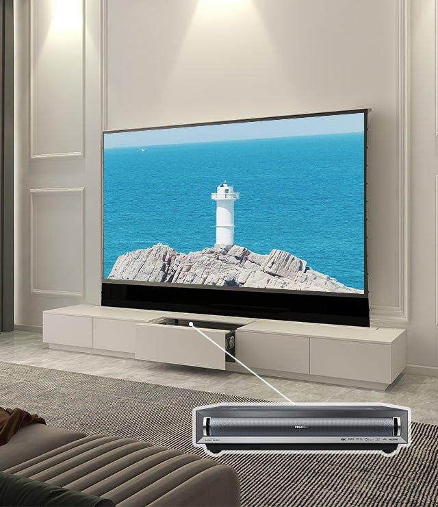 VIVIDSTORM Bundle - Projector&Screen&Motorised Laser TV Cabinet Monte Carlo - VIVIDSTORM