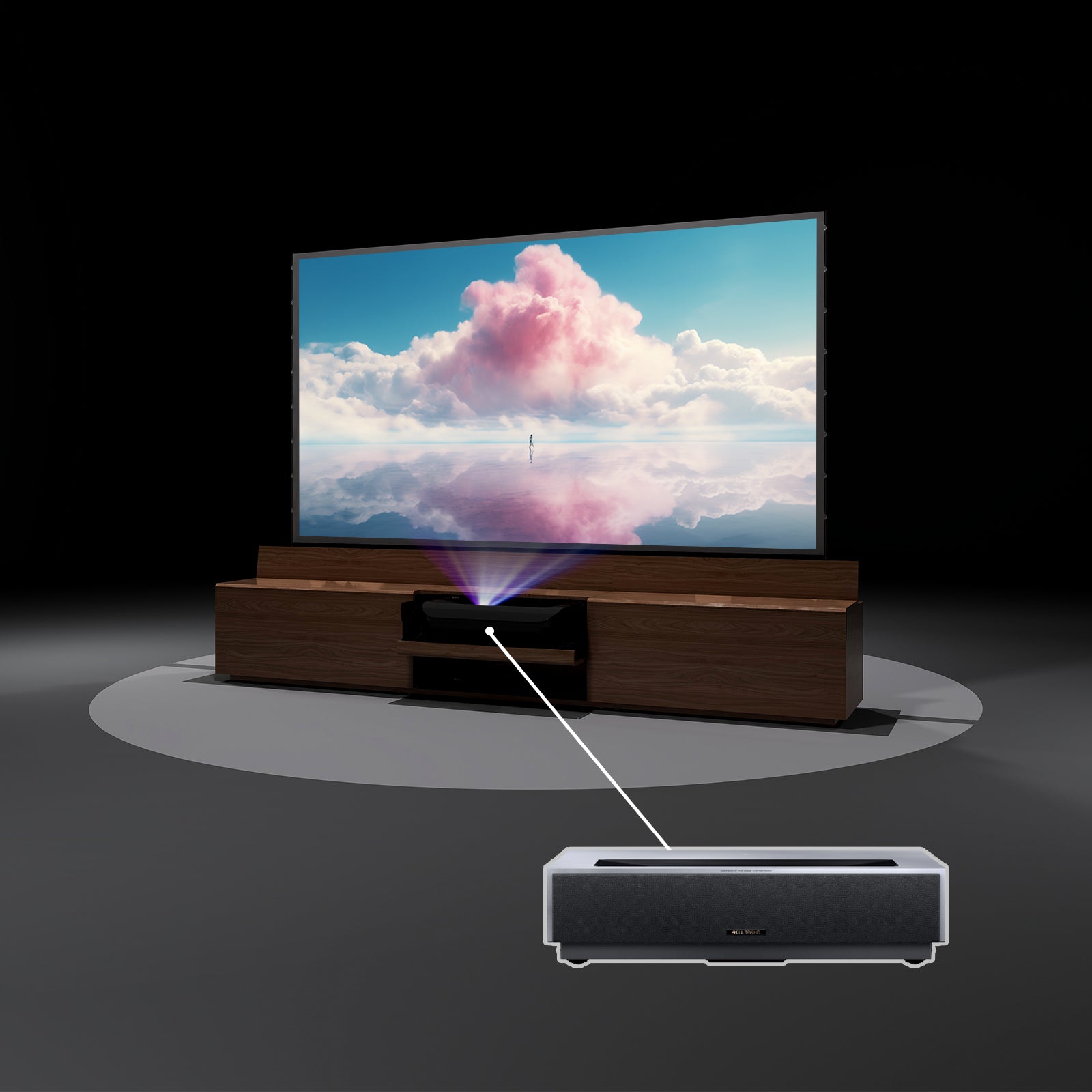 Newest VIVIDSTORM Bundle-Projector&Screen&Fully Concealed Motorised Laser TV Cabinet Paris