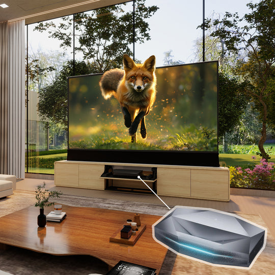 VIVIDSTORM Bundle Projector&Screen&VIVIDSTORM Motorised Laser TV Cabinet Vienna