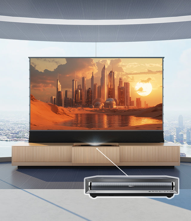 VIVIDSTORM Bundle-Projector&Screen&VIVIDSTORM Motorized Laser TV Cabinet Geneva