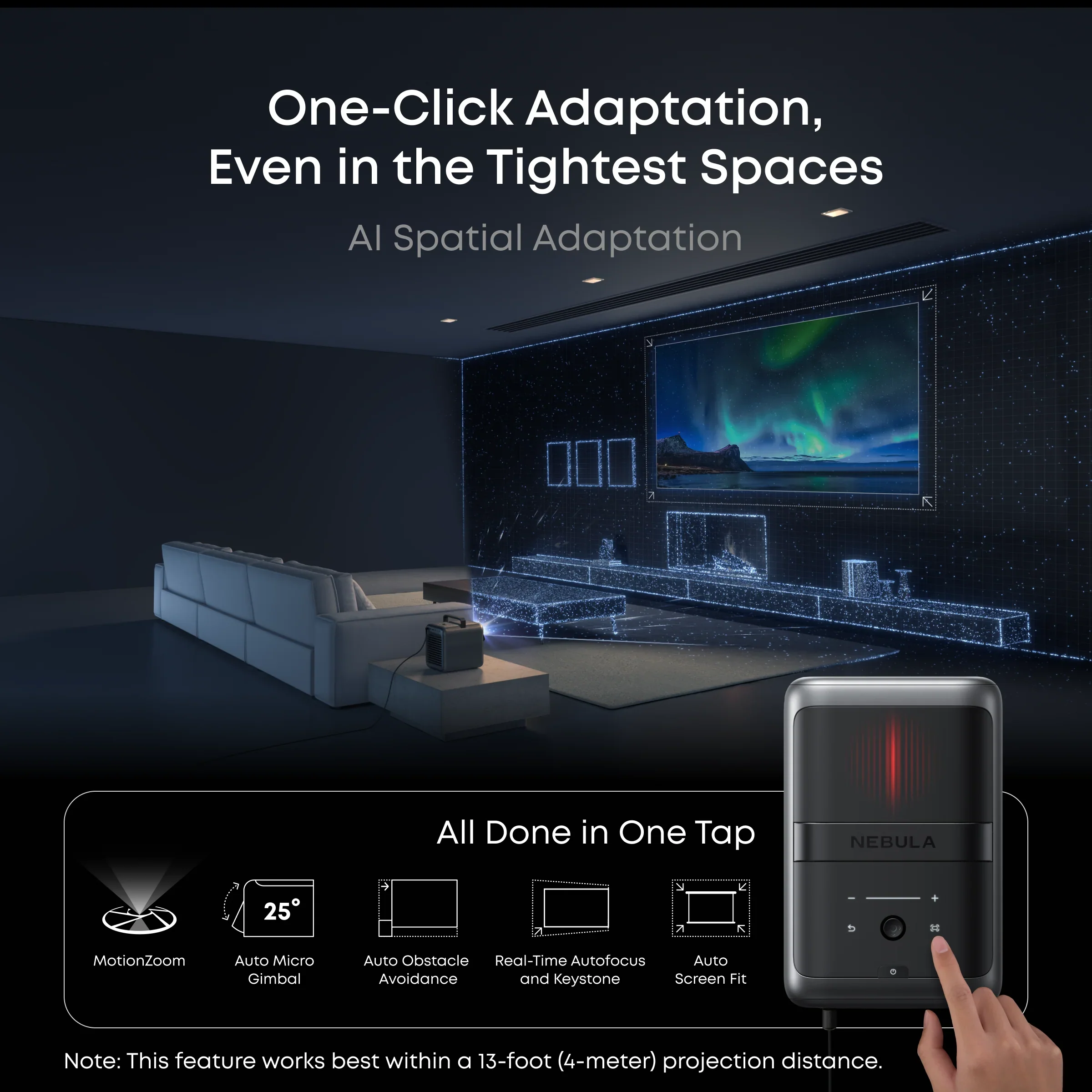 BUNDLE Anker Nebula X1 Projector & VIVIDSTORM Fusion ALR Fixed Frame Enhanced Long Throw ALR Projector Screen Pre-Order