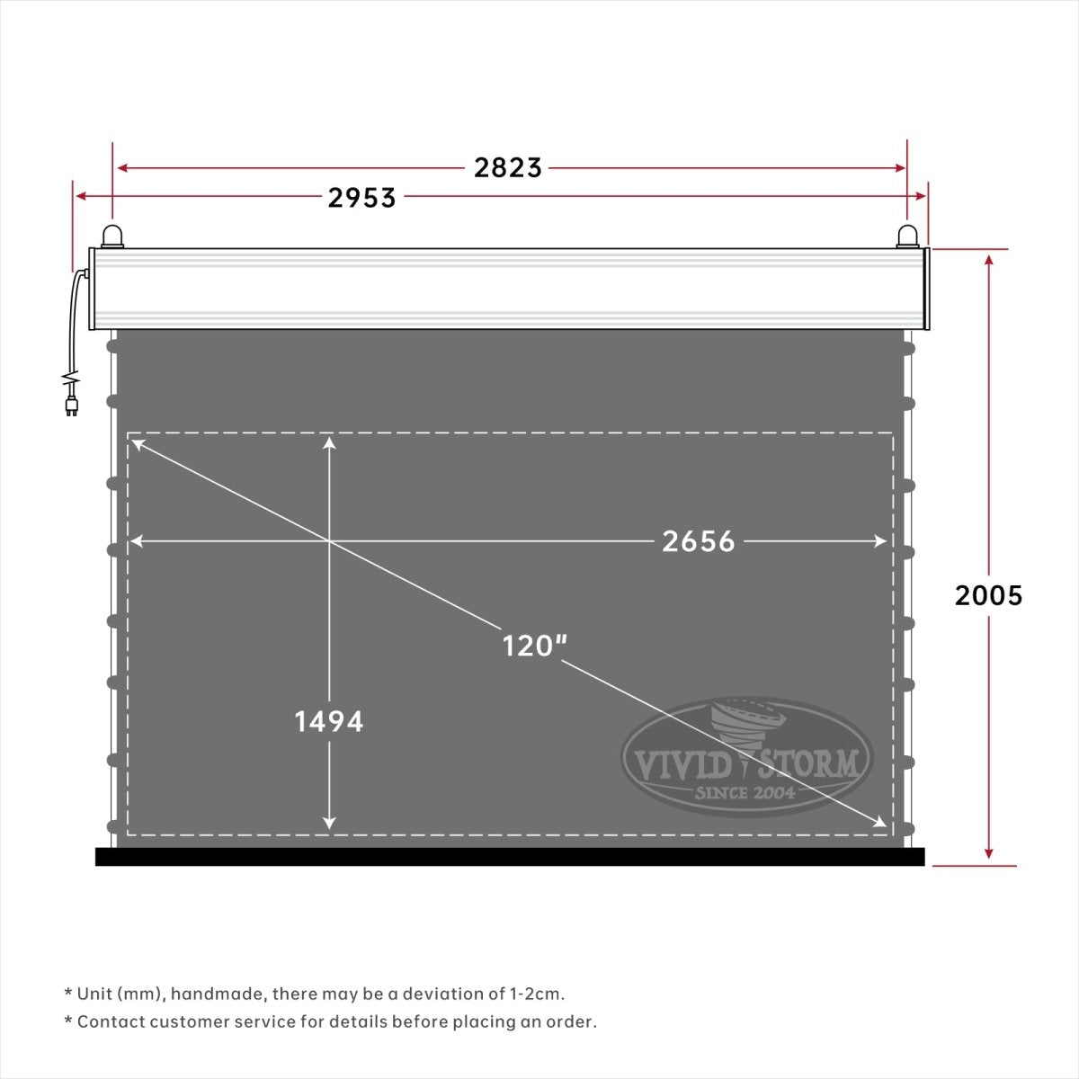 VIVIDSTORM ALR Slimline Motorized Tension Obsidian Long Throw ALR Projector screen - VIVIDSTORM