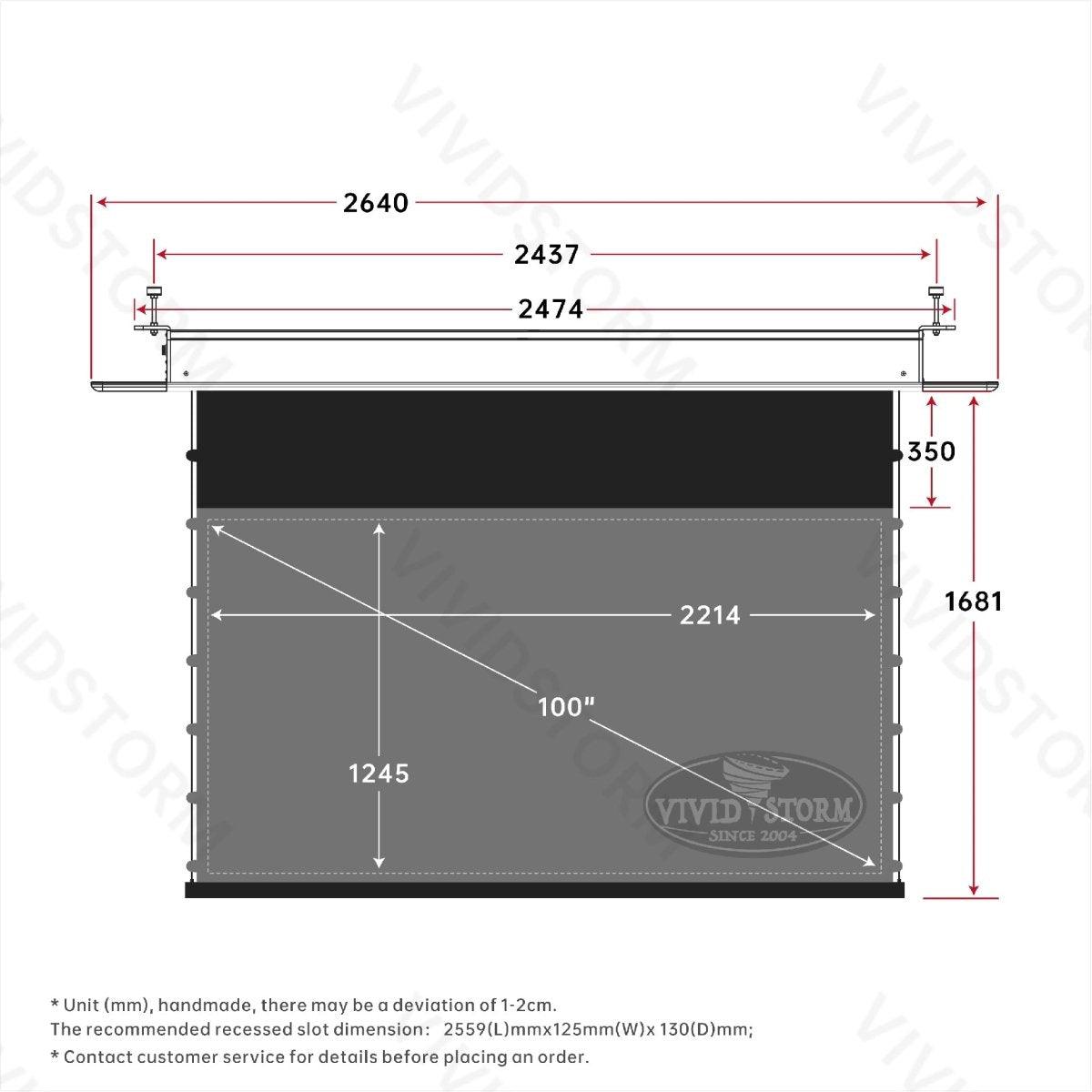 VIVIDSTORM PHANTOM Recessed In-Ceiling Motorized Tension UST ALR Projector screen - VIVIDSTORM