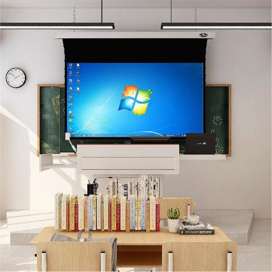 VIVIDSTORM Pearl White Cinema Plus Motorized Tension Floor Rising Projector screen - VIVIDSTORM
