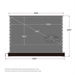 VIVIDSTORM S 3D ALR Motorized Tension Floor Rising 3D Obsidian Long Throw ALR(high gain) Projector screen - VIVIDSTORM