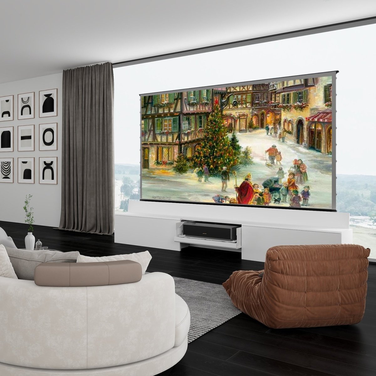 Newest VIVIDSTORM Bundle-Projector&Screen&Fully Concealed Motorised Laser TV Cabinet Paris - VIVIDSTORM