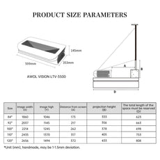 AWOL VISION LTV-3500 Pro 4K Triple Ultra Short Throw Laser Projector-3500ANSI Lumens-2023 March Version - VIVIDSTORM