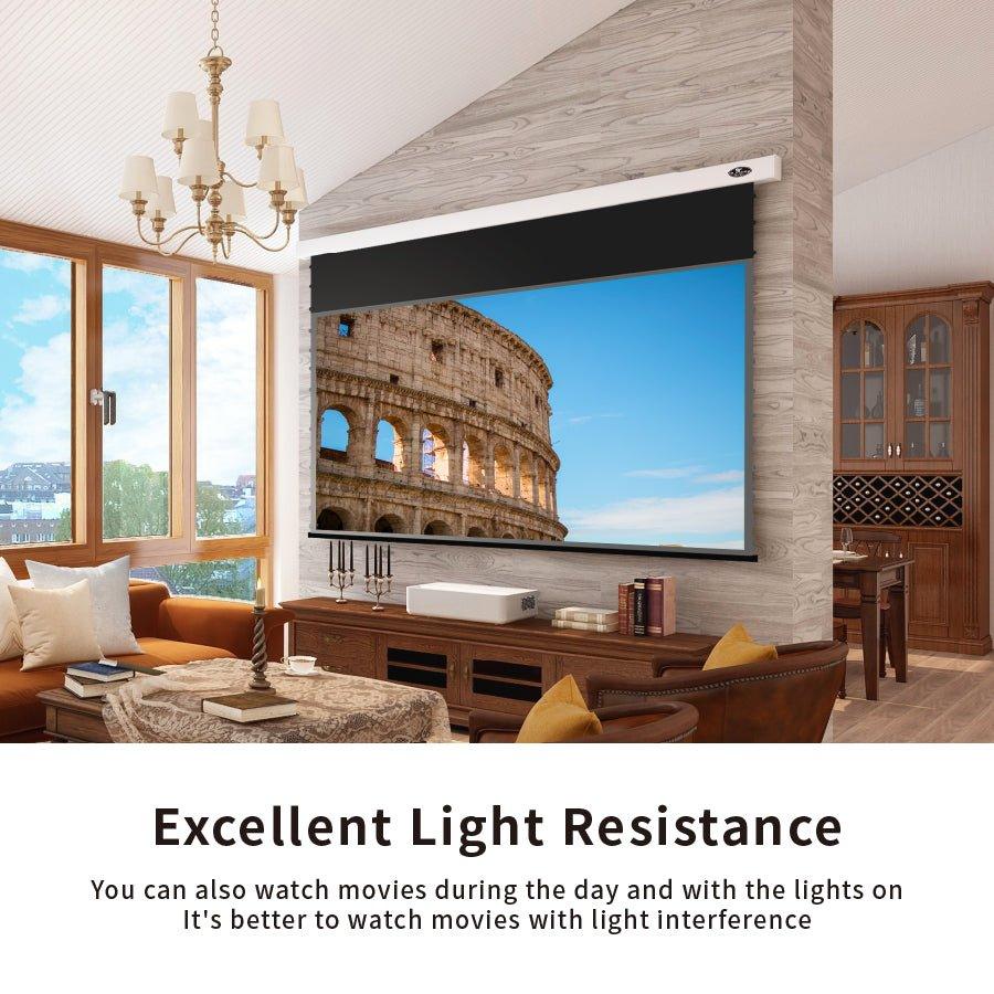 BUNDLE AWOL VISION NEWEST VERSION LTV-3500 Pro/3000 Pro /2500 4K Triple Ultra Short Throw Laser Projector & VIVIDSTORM PRO/PRO A/PRO P/PRO PA Slimline Motorized Tension UST ALR Projector Screen - VIVIDSTORM