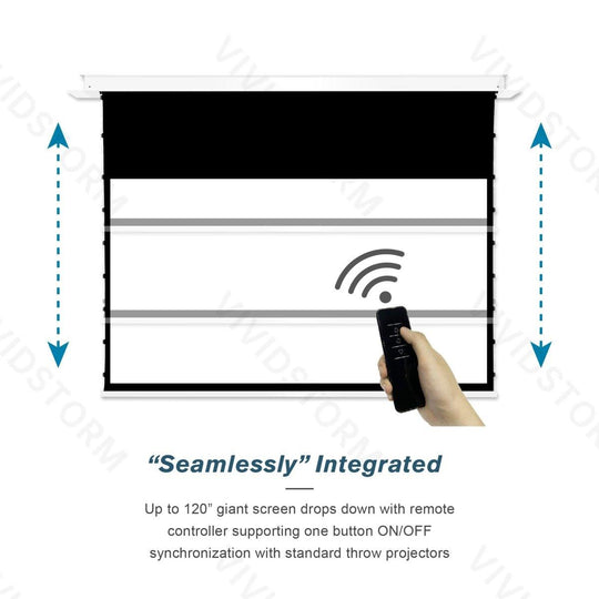 VIVIDSTORM PHANTOM Recessed In-Ceiling Motorized Tension White Cinema Projector screen - VIVIDSTORM