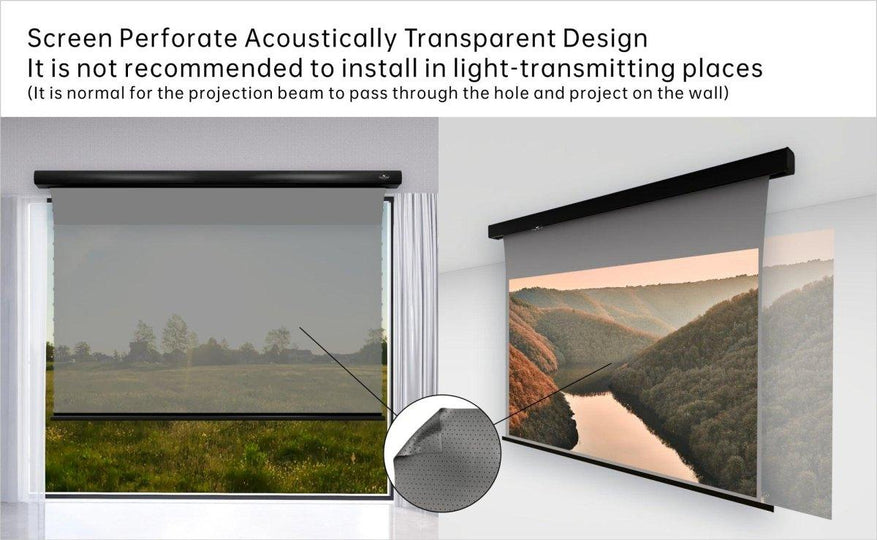 VIVIDSTORM ALR P Slimline Motorized Tension Obsidian Long Throw ALR Perforated Projector screen - VIVIDSTORM