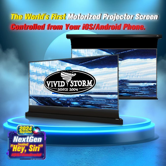 BUNDLE XGIMI Horizon Pro 4K Projector& VIVIDSTORM S ALR Motorized Tension Floor Rising Obsidian Long Throw ALR Projector screen - VIVIDSTORM
