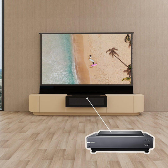 VIVIDSTORM Bundle-Projector&Screen&Motorised Laser TV Cabinet Florence - VIVIDSTORM