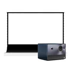 Hisense C1 4K Triple Color Laser Portable Mini Projector & S White Cinema Motorized Tension Floor Rising Projector Screen - VIVIDSTORM