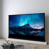 S Electric Tension Floor Screen with White Cinema P(Sound Perforated Acoustic Transparent)material 【Recommended For Normal/Standard/Long Throw Projector Use】 - VIVIDSTORM