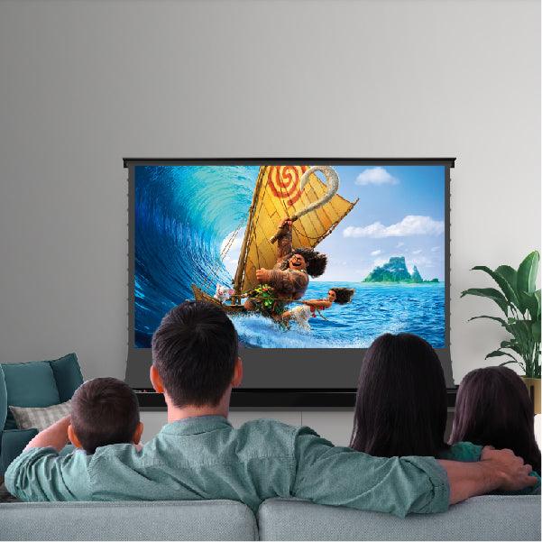 S Electric Tension Floor Screen With 3D(High gain) Obsidian Long Throw Ambient Light Rejecting 【Recommended For Normal/Standard/Long Throw Projector Use】 - VIVIDSTORM