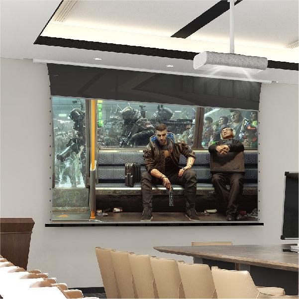 PRO PA Slimline Tension Screen with UST ALR PA (ROTATE Ambient Light Rejecting-BLACK BORDER with Sound Perforated Acoustic Transparent)material 【Only suitable for UST Laser projector and SUSPENDED IN CEILING】 - VIVIDSTORM