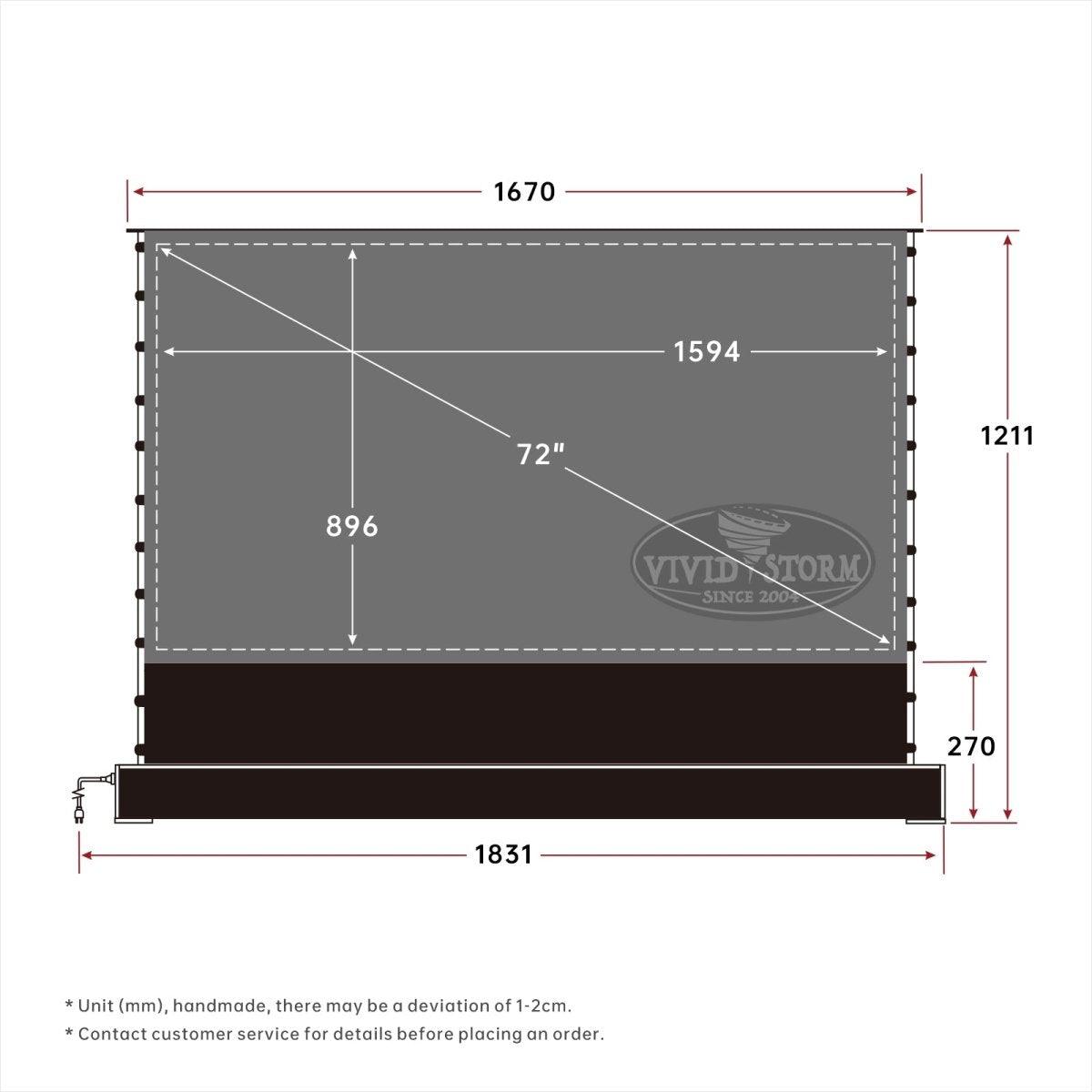 VIVIDSTORM S PRO P Motorized Tension Floor Rising UST ALR Perforated  Projector screen - 72inch / Black