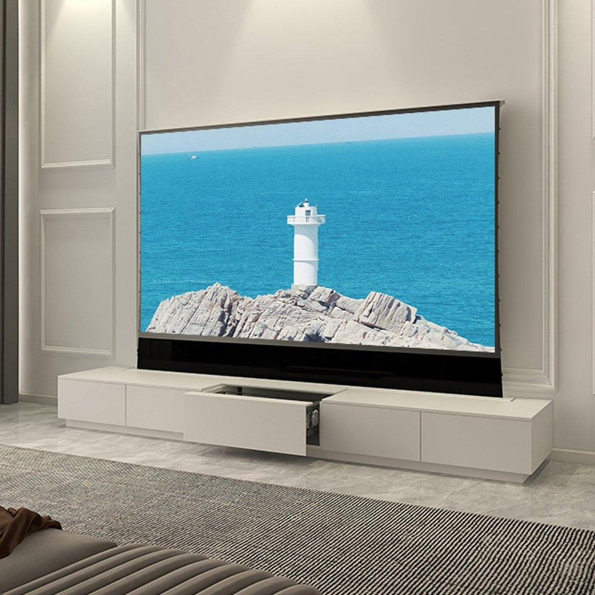Ella VIVIDSTORM Bundle-Projector&Screen&Motorised Laser TV Cabinet Monte Carlo