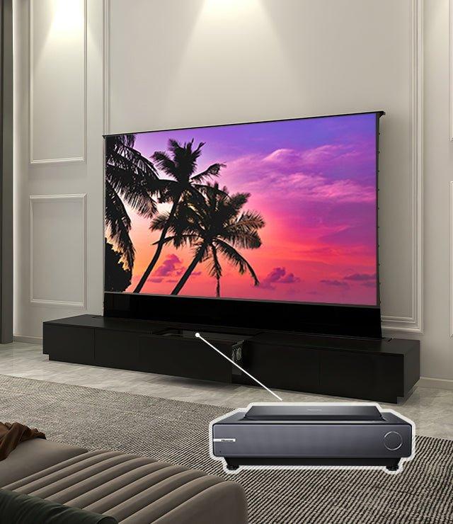 VIVIDSTORM Bundle-Projector&Screen&Motorised Laser TV Cabinet Monte Carlo - VIVIDSTORM