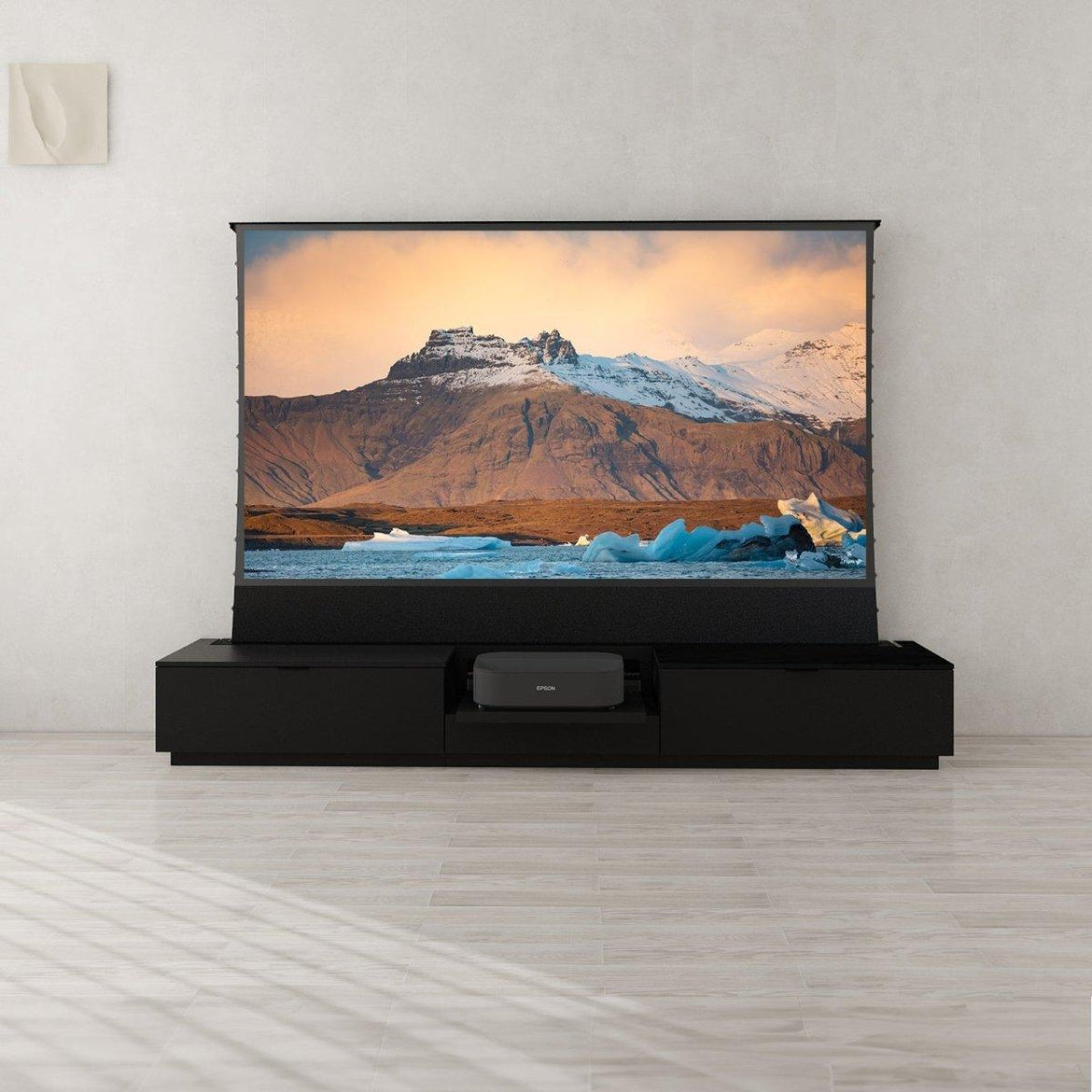 VIVIDSTORM Bundle-Projector&Screen&Motorised Laser TV Cabinet Berlin - Epson Edition