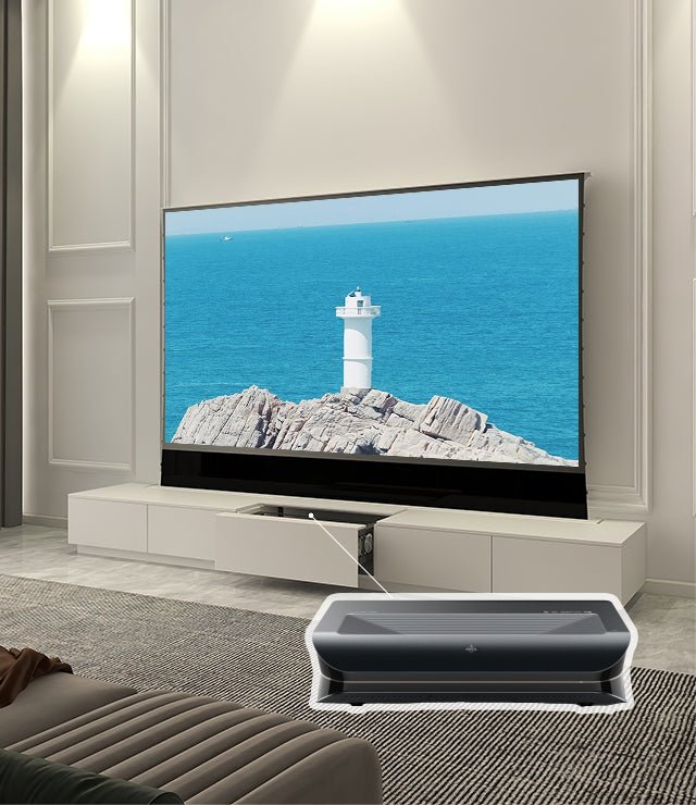 VIVIDSTORM Bundle-Projector&Screen&Motorised Laser TV Cabinet Monte Carlo - VIVIDSTORM