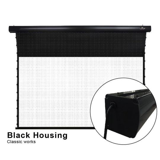 VIVIDSTORM White Cinema Perforated Slimline Motorized Tension Projector screen - VIVIDSTORM