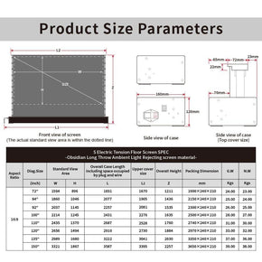 VIVIDSTORM S 3D ALR Motorized Tension Floor Rising 3D Obsidian Long Throw ALR(high gain) Projector screen - VIVIDSTORM