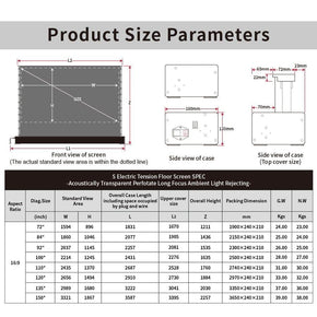 VIVIDSTORM S ALR P Motorized Tension Floor Rising Obsidian Long Throw ALR Perforated Projector screen - VIVIDSTORM