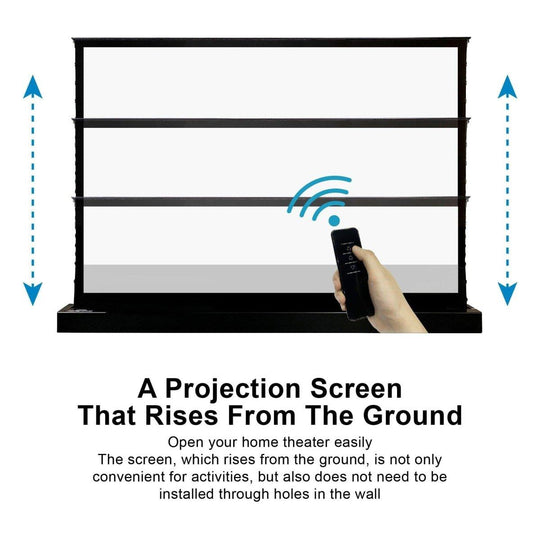 VIVIDSTORM Pearl White Cinema Plus Motorized Tension Floor Rising Projector screen - VIVIDSTORM