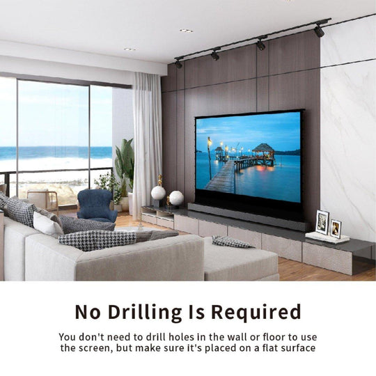 VIVIDSTORM Pearl White Cinema Plus Motorized Tension Floor Rising Projector screen - VIVIDSTORM