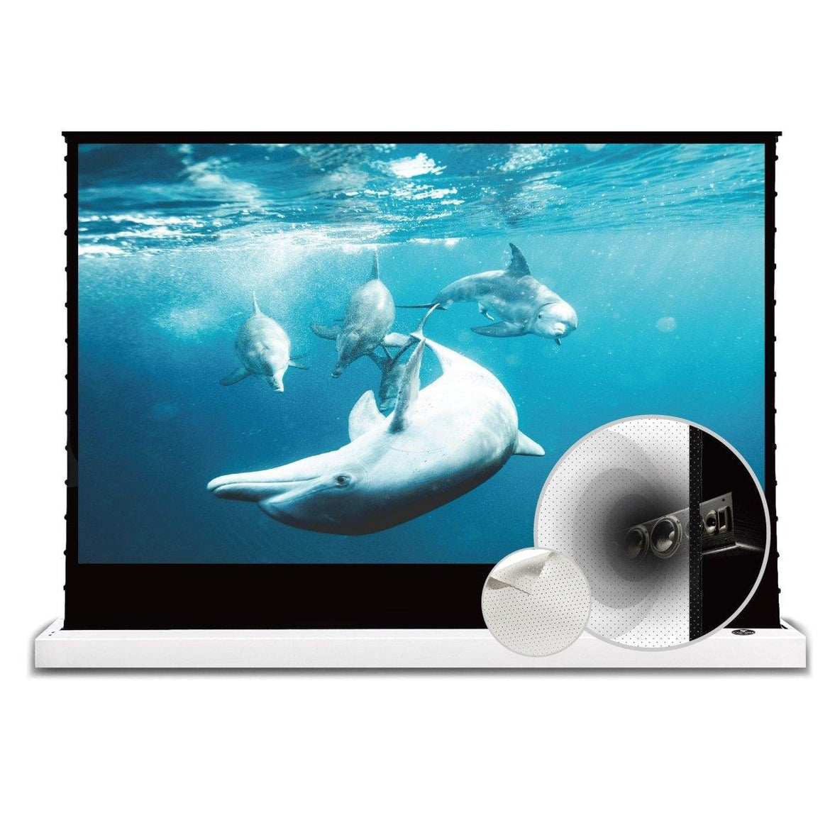 Ella VIVIDSTORM S White Cinema Perforated Motorized Tension Floor Rising Projector Screen
