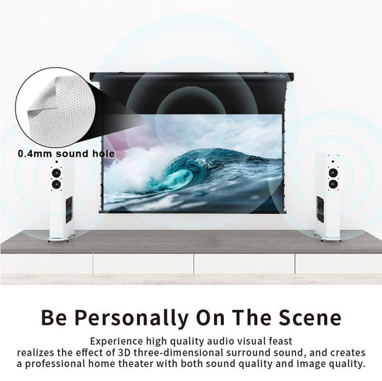 VIVIDSTORM White Cinema Perforated Slimline Motorized Tension Projector screen - VIVIDSTORM