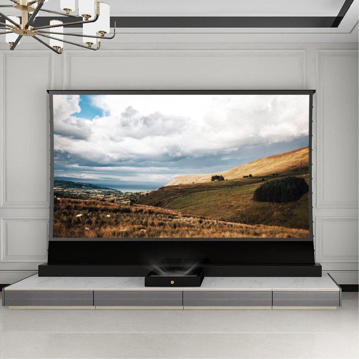 Ella BUNDLE Wemax A300 4K Ultra Short Throw Laser Projector &VIVIDSTORM S PRO Electric Tension Floor Screen